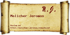 Melicher Jeromos névjegykártya